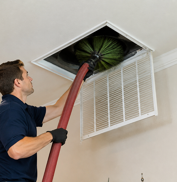 Air Vent Cleaning Technician in Dark Blue Uniform